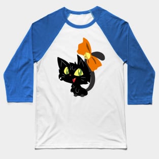 Halloween Black Cat with a Ribbon Baseball T-Shirt